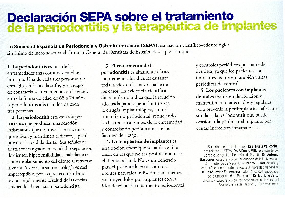 El número 2 de la revista " Cuida tus encías " de la SEPA